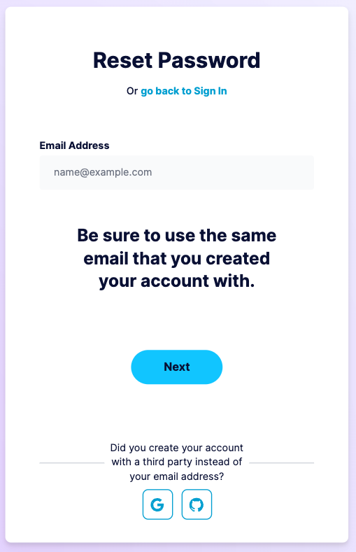 Forgotten password email input form