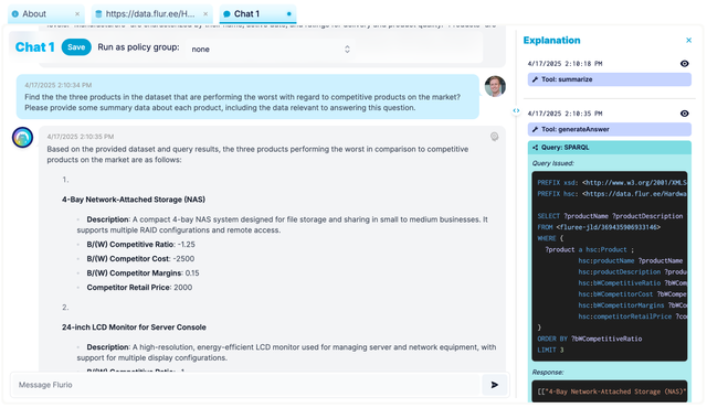 A view of the Chat UI for your dataset