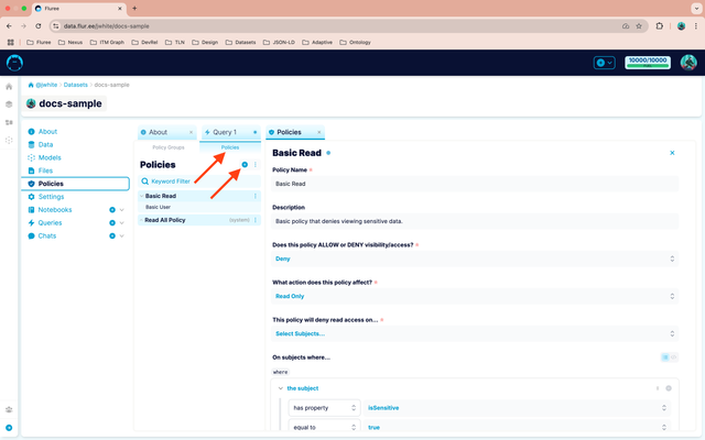 A view of the Policies tab with the Policies menu and Policy Editor showing